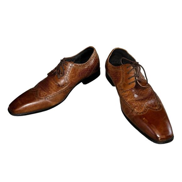 Stacy Adams Brown Leather Wingtip Lace Up Mens Dress Shoes Size US 13M - Picture 2 of 14